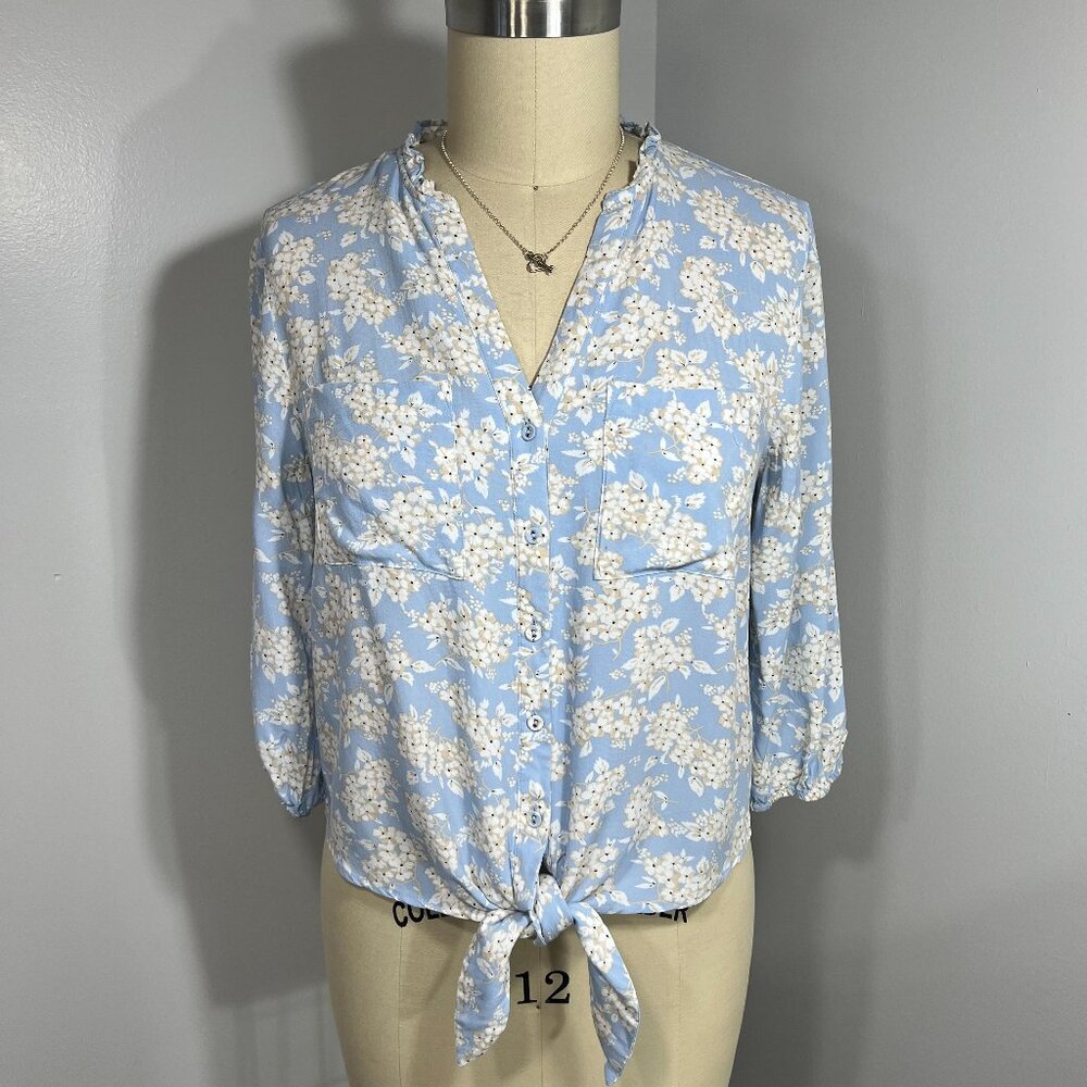 Oasis Blue Floral Blouse.  Size 14*